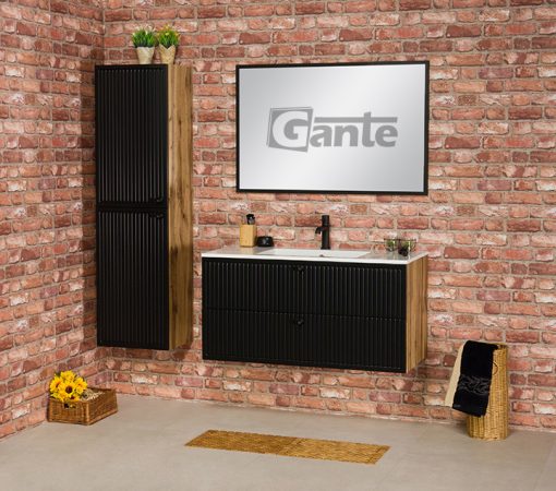 100cm black retro vanity unit