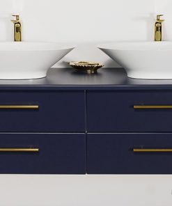 Vanity Unit Belli Gold 140cm, 2 basins, Navy Blue - Image 2
