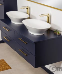 Vanity Unit Belli Gold 140cm, 2 basins, Navy Blue - Image 3