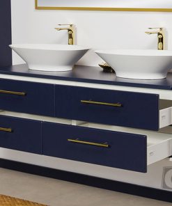 Vanity Unit Belli Gold 140cm, 2 basins, Navy Blue - Image 4