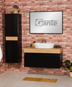 Vanity Unit CASSINI BLACK 100cm + basin ELEGANCE