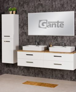 Vanity Unit Focus 160/4cm + 2 Basins LUNA, Oak top