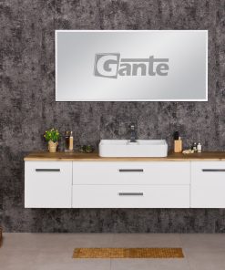 Vanity Unit Focus 180cm + Oak worktop, White (deep version)