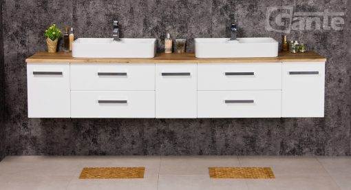 Vanity Unit Focus 210cm/2+ 2 Basins LUNA, Oak top - Image 2