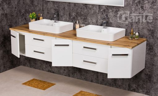 Vanity Unit Focus 210cm/2+ 2 Basins LUNA, Oak top - Image 4