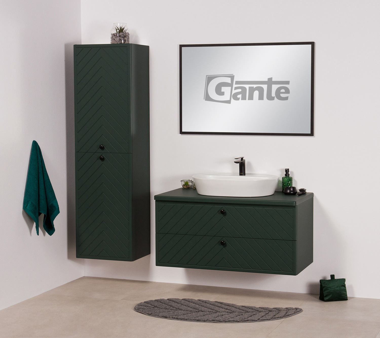 green herringbone pattern furniture