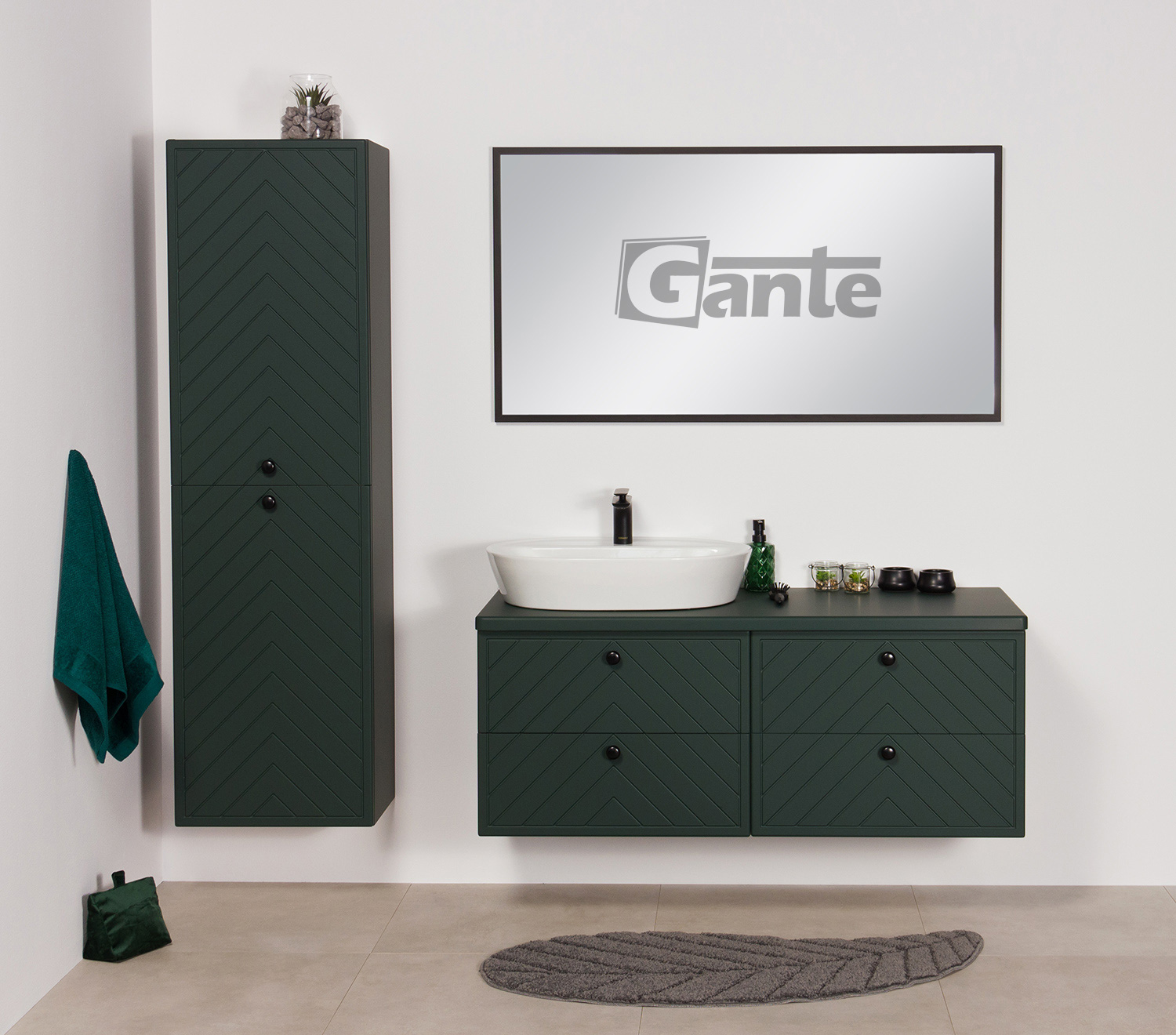 green herringbone pattern furniture