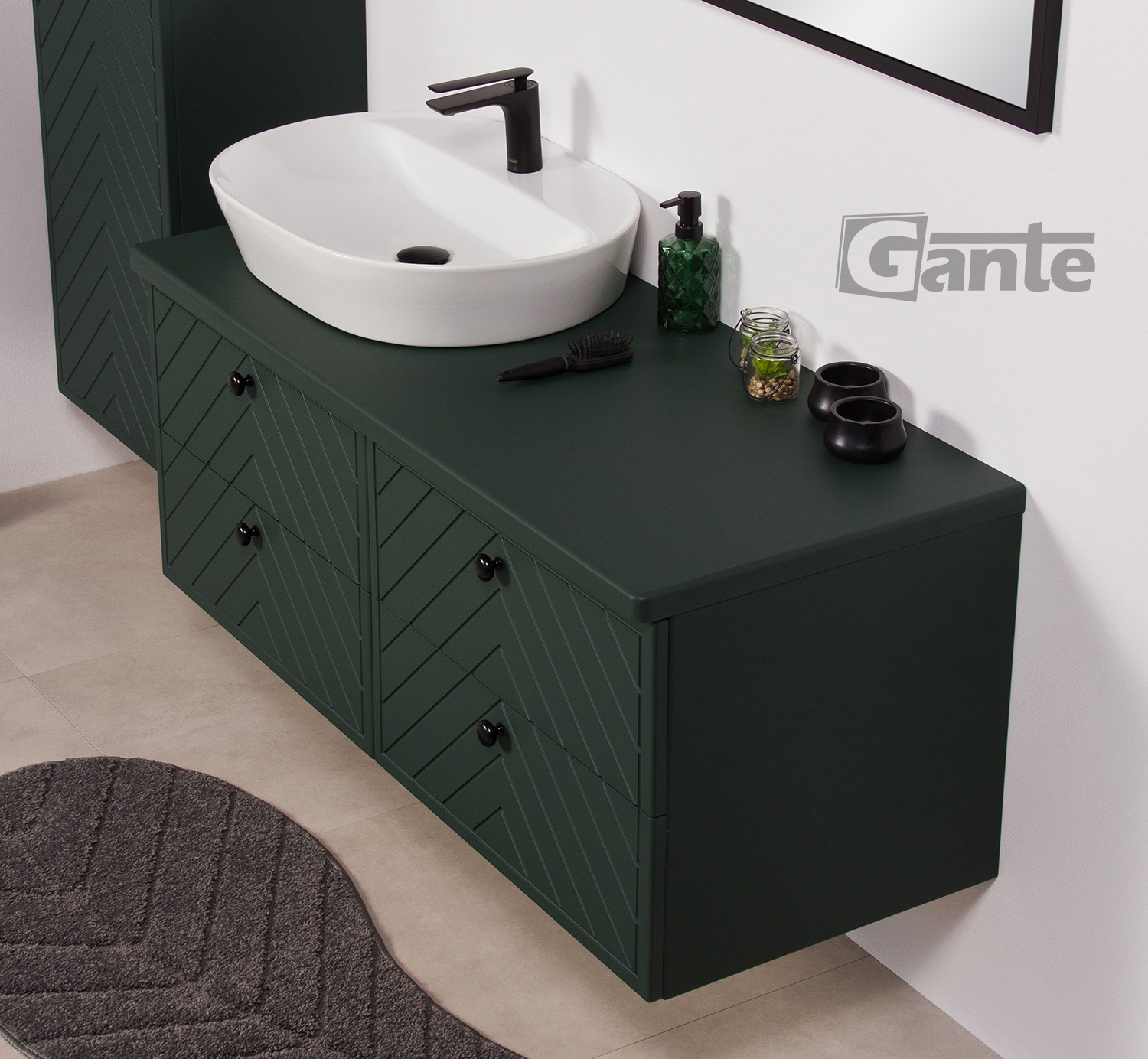 green herringbone pattern furniture
