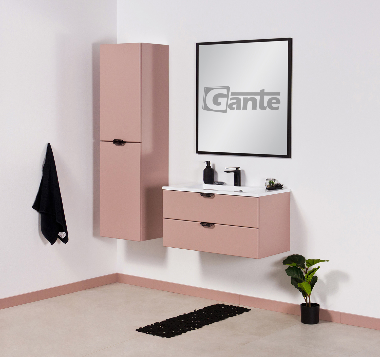 80cm powder pink vanity unit