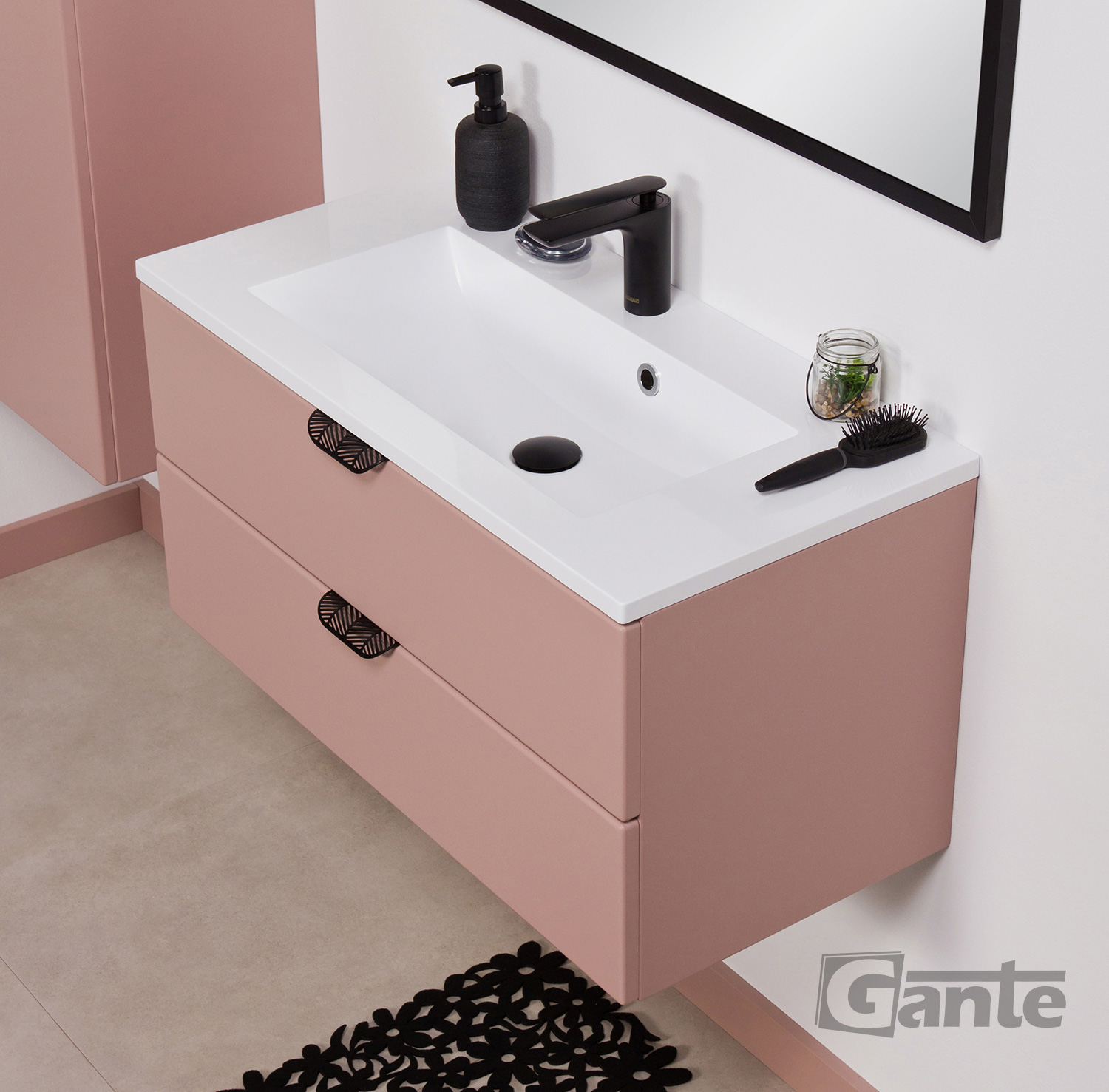 80cm powder pink vanity unit