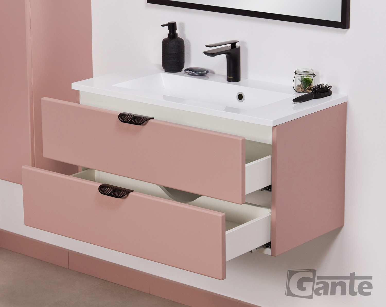 80cm powder pink vanity unit