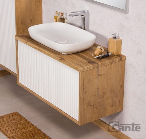 100cm oak/white vanity unit dublin