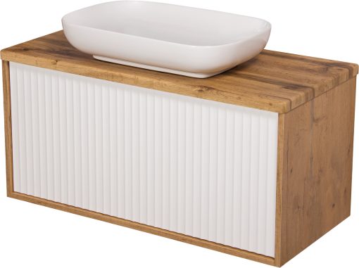 100cm oak/white vanity unit dublin
