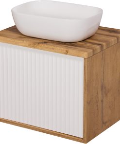 white and oak vanity unit
