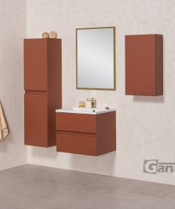 red brick vanity unit