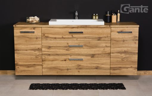 Vanity Unit Focus 180cm/3/2 + Basin LIV 80cm Oak - Image 2