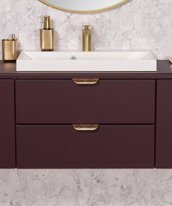 Vanity Unit Magnolia 120cm with worktop, Burgundy - Image 2