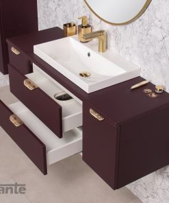 Vanity Unit Magnolia 120cm with worktop, Burgundy - Image 3