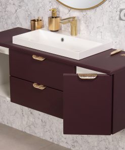 Vanity Unit Magnolia 120cm with worktop, Burgundy - Image 4