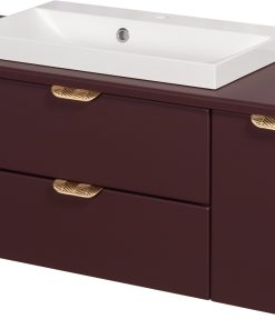 Vanity Unit Magnolia 120cm with worktop, Burgundy - Image 5