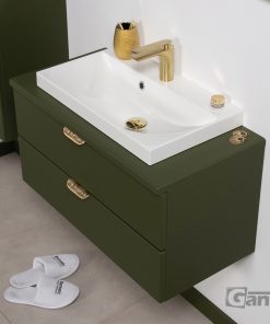 Vanity Unit Magnolia 80cm with worktop, Dark Olive - Image 3