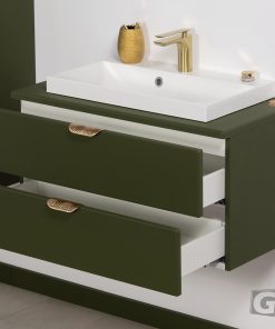 Vanity Unit Magnolia 80cm with worktop, Dark Olive - Image 4