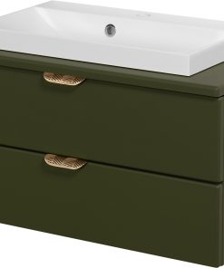 Vanity Unit Magnolia 80cm with worktop, Dark Olive - Image 5