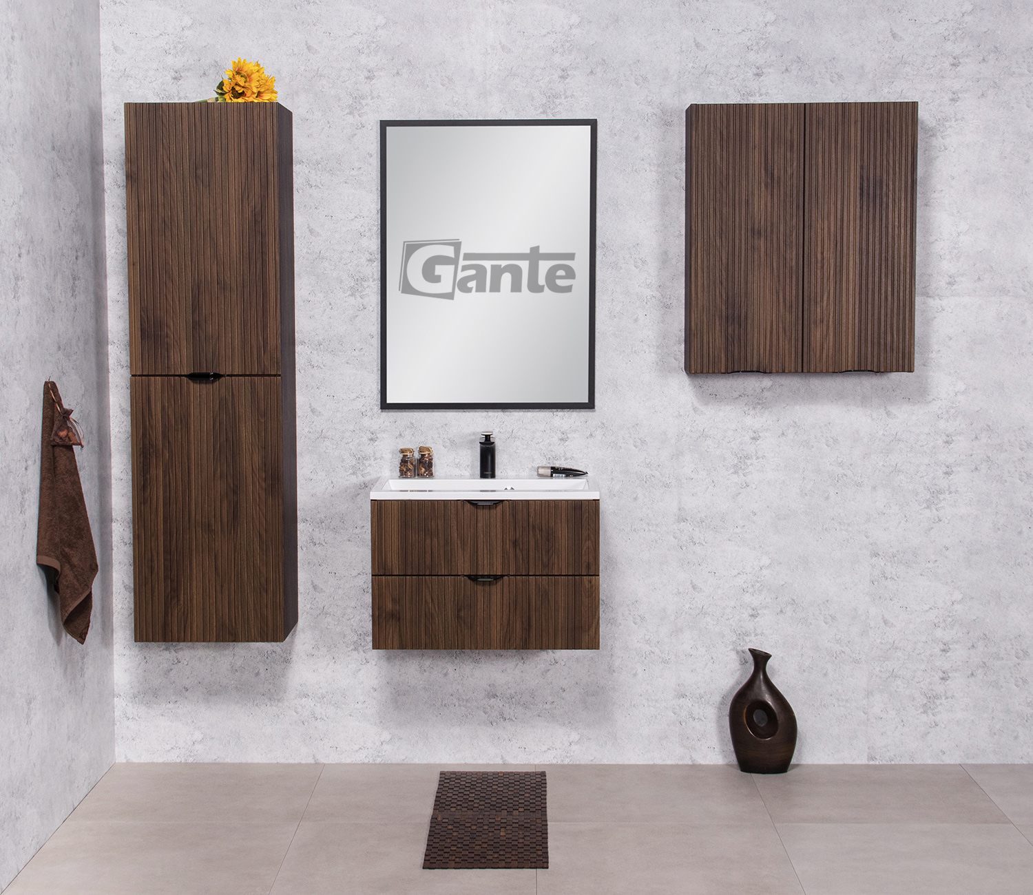 walnut vanity unit