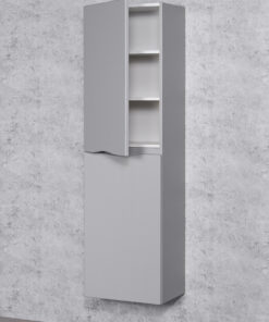 Grey storage unit for bathroom