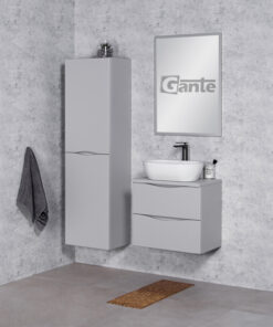 Grey vanity unit without handles