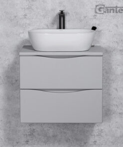 Grey vanity unit without handles