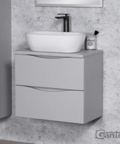 Grey vanity unit without handles