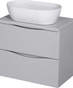 Grey vanity unit without handles