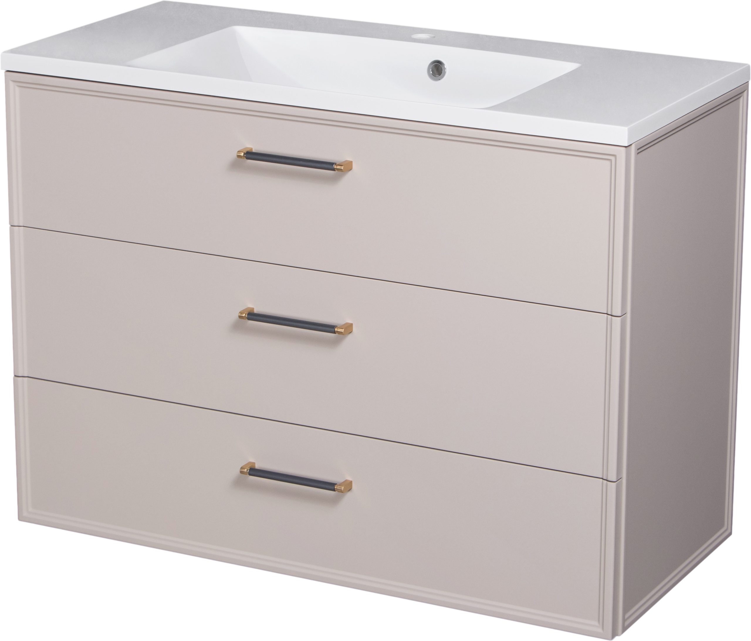 3 drawer vanity unit in beige