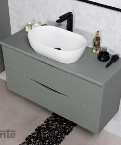vanity unit in sage green