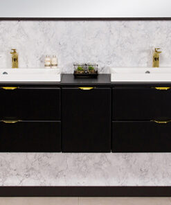 210cm black vanity unit