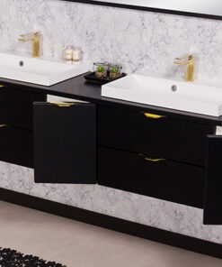210cm black vanity unit