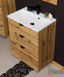 600mm oak vanity unit