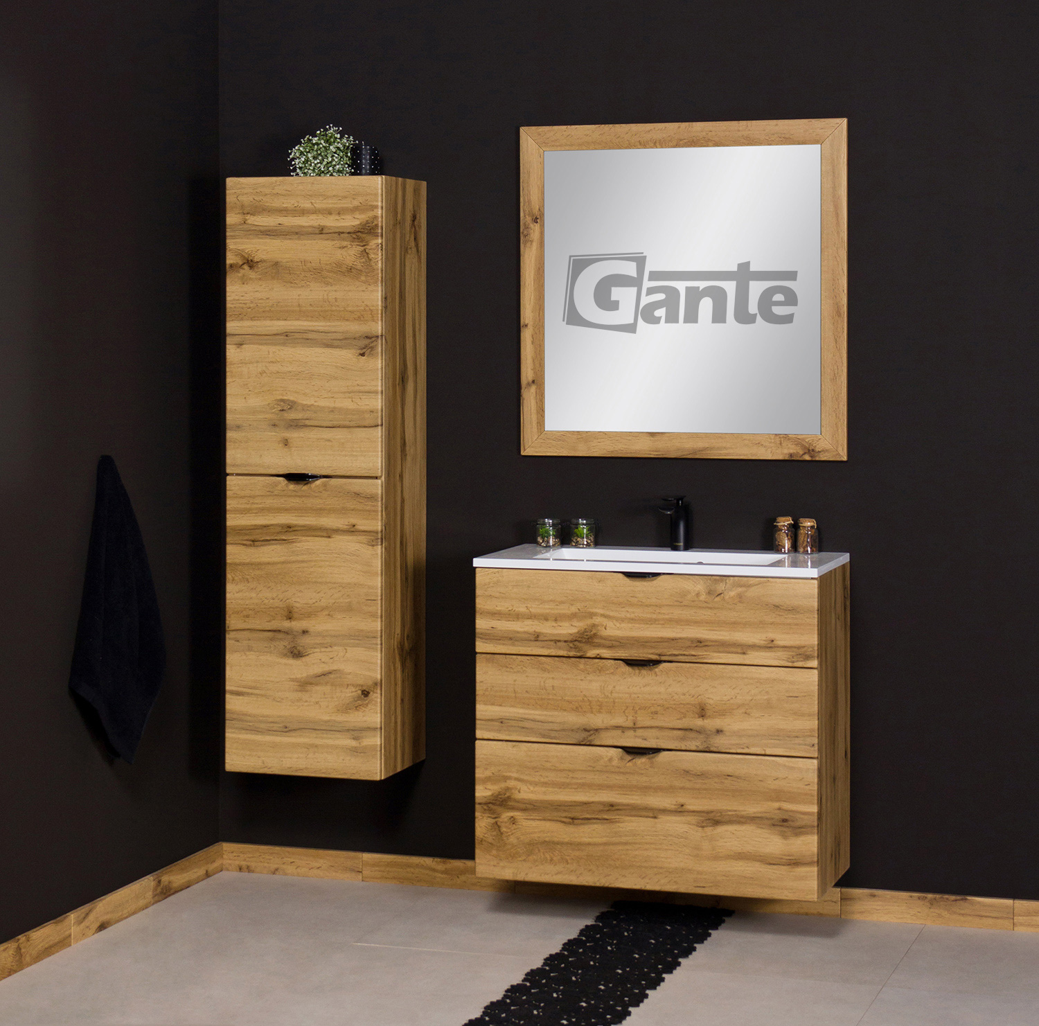800mm oak vanity unit