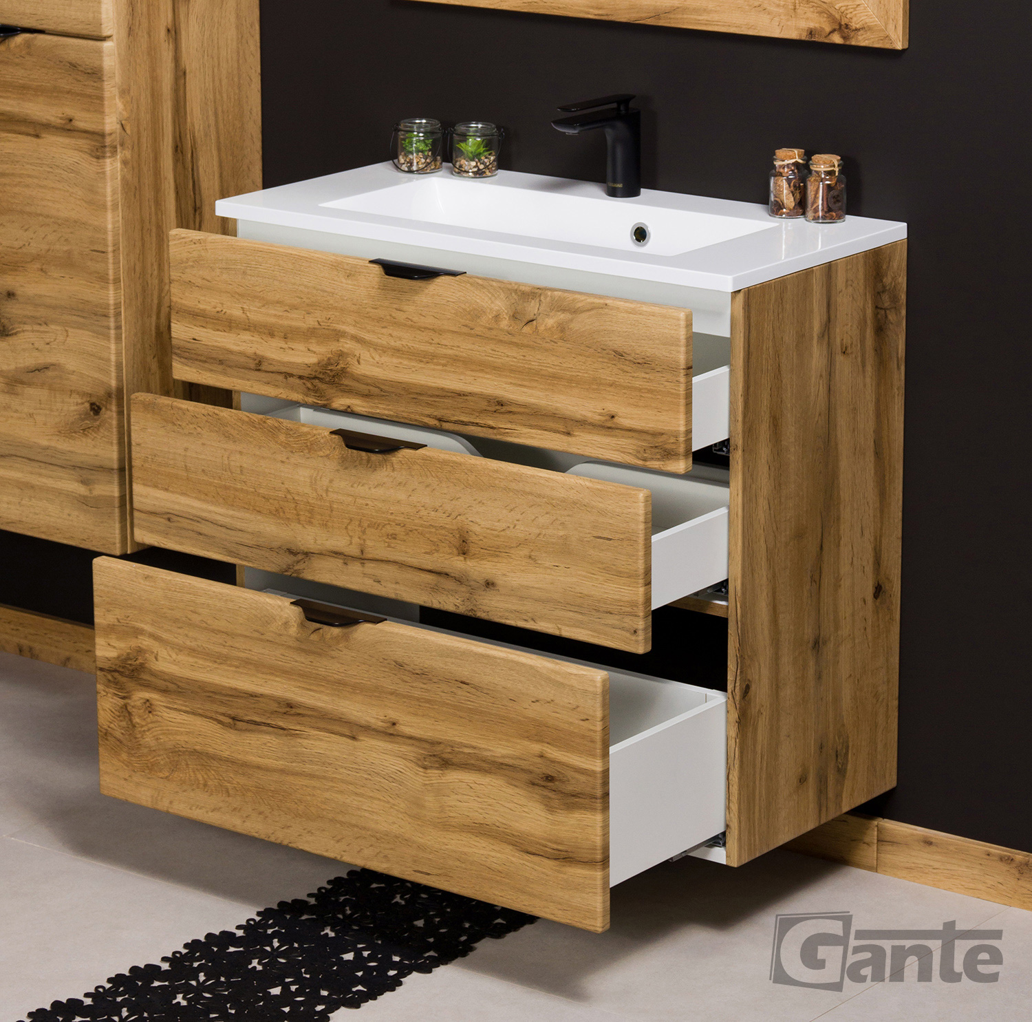 800mm oak vanity unit