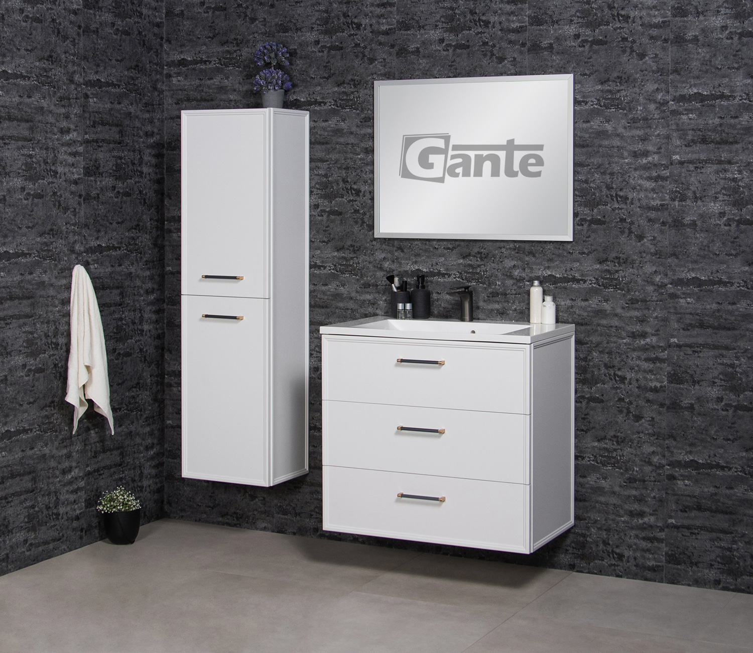 800 mm White vanity unit with 3 drawers in Cork