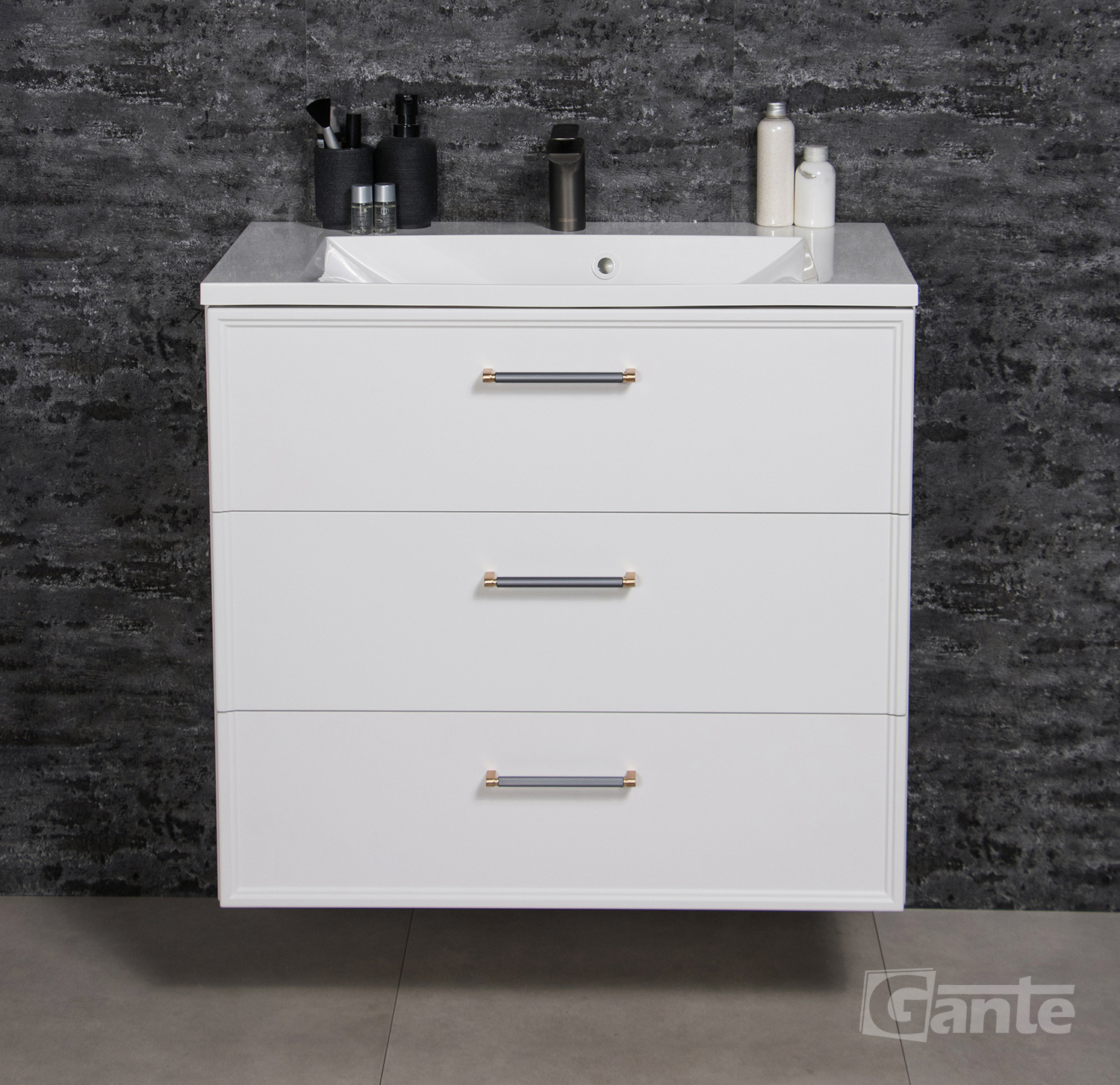 800 mm White vanity unit with 3 drawers in Cork