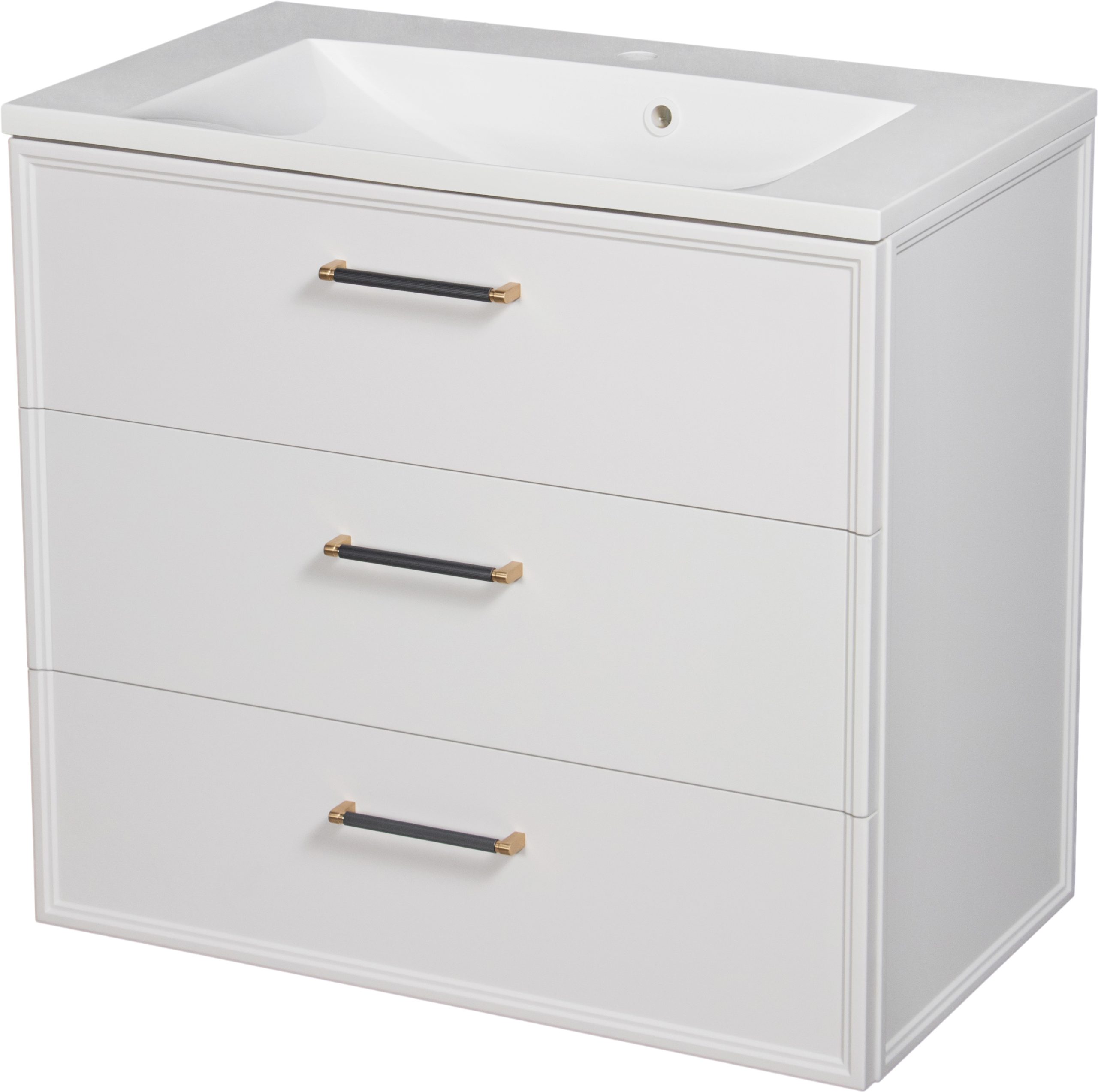 800 mm White vanity unit with 3 drawers in Cork